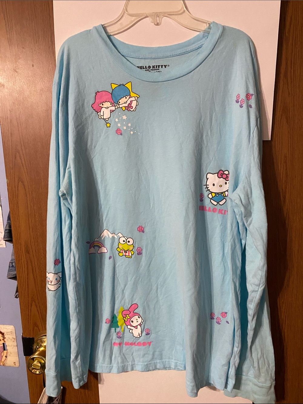 Hello Kitty Light Blue Long Sleeve Graphic Top